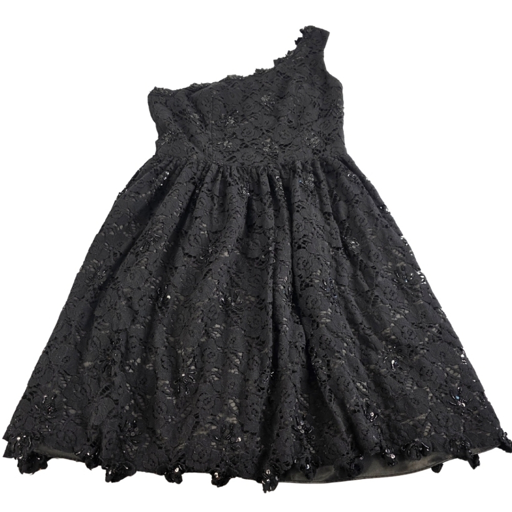JS Boutique Womens Size 8 Beaded Lace One Shoulder Party Cocktail Dress 2391-AX